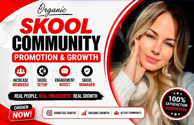 organic skool community promotion, skool setup, increase members, skool manager