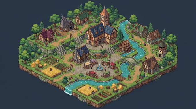 design isometric pixel art tileset tilemap for unity rpg game assets pack