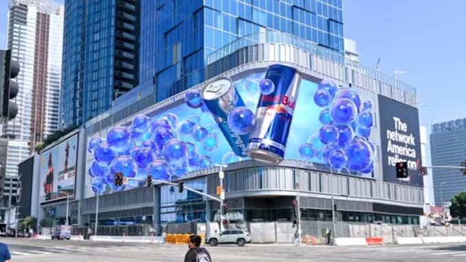 create 3d billboard animation and anamorphic cgi advertising