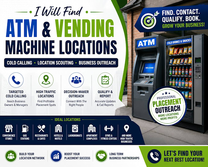 do atm vending machine placement and location scouting cold calling