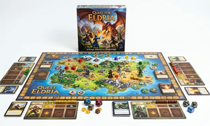design custom board game card game art tabletop game box rulebook