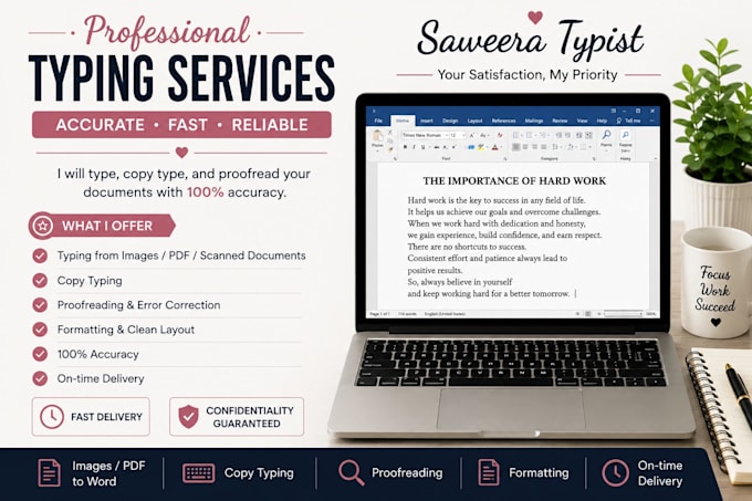 do typing, copy typing and proofreading of documents