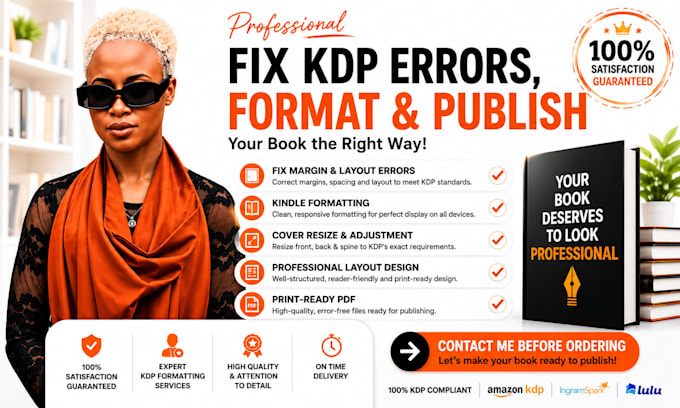 fix margin error, layout design, cover resize and kindle formatting for kdp