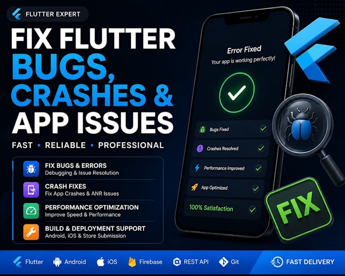 fix flutter bugs crashes build errors and ios android app issues