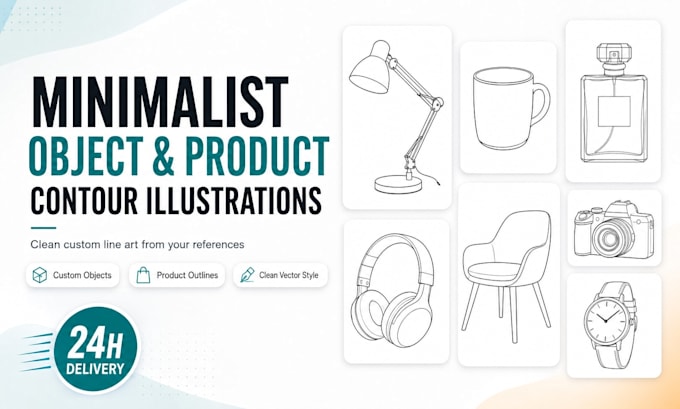 draw minimalist object and product contour illustrations