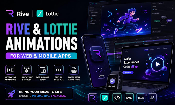 create rive and lottie animations for web and mobile apps