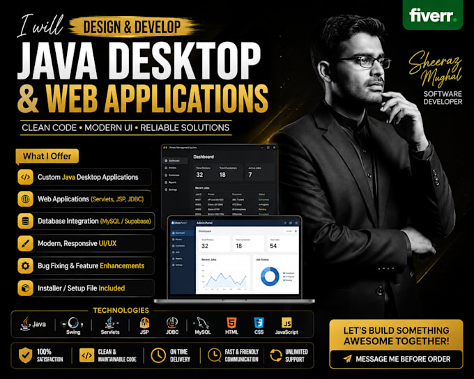 develop a full stack java desktop or web application