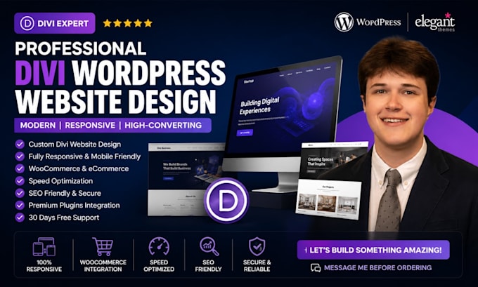 design redesign wordpress website, website development as a full stack developer