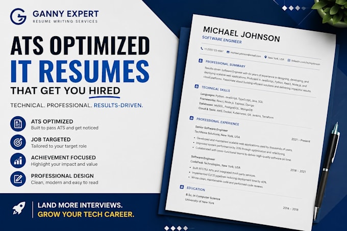 write an ats optimized IT resume for tech and cloud jobs