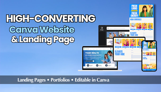 design a professional canva website or canva landing page