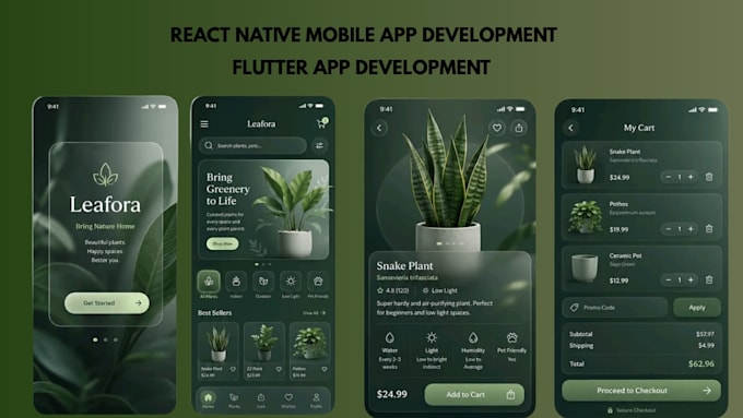 design and develop mobile android and ios app using flutter and react native