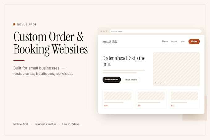 build a custom order or booking website for your small business
