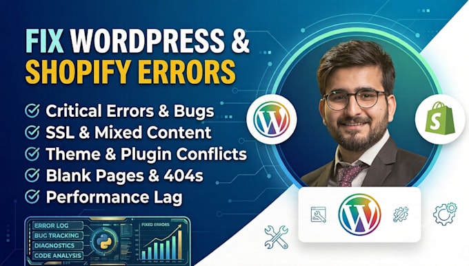 fix wordpress shopify website bugs and issues