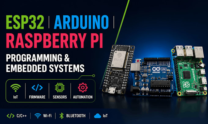 program esp32, arduino, raspberry pi, and develop embedded systems