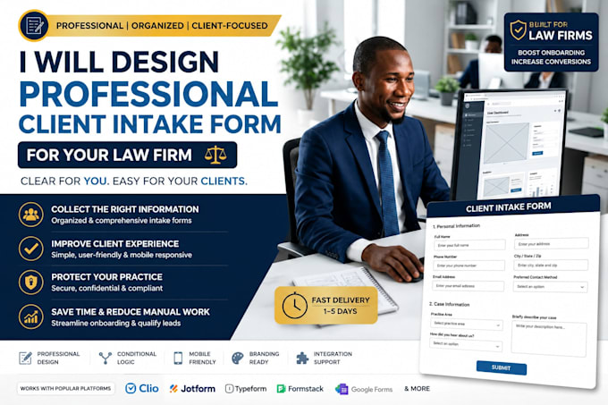 design a professional client intake form for your law firm