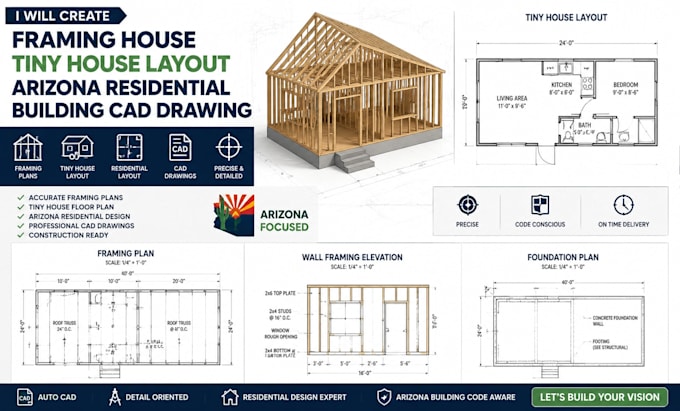 create framing house tiny house layout arizona residential building cad drawing