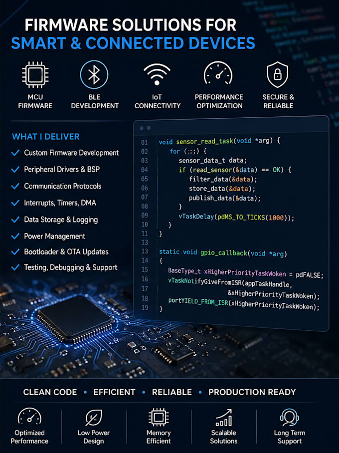 develop embedded firmware iot arduino microcontroller