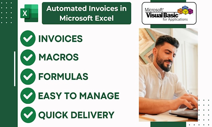 design automated invoice templete in microsoft excel or google sheets