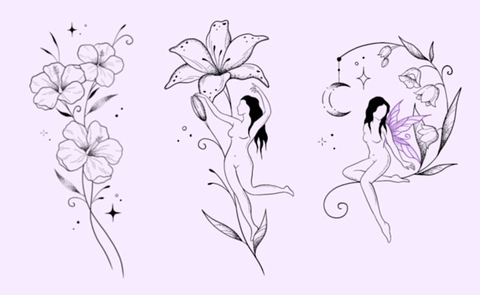 design your cute adorable whimsical line art tattoo