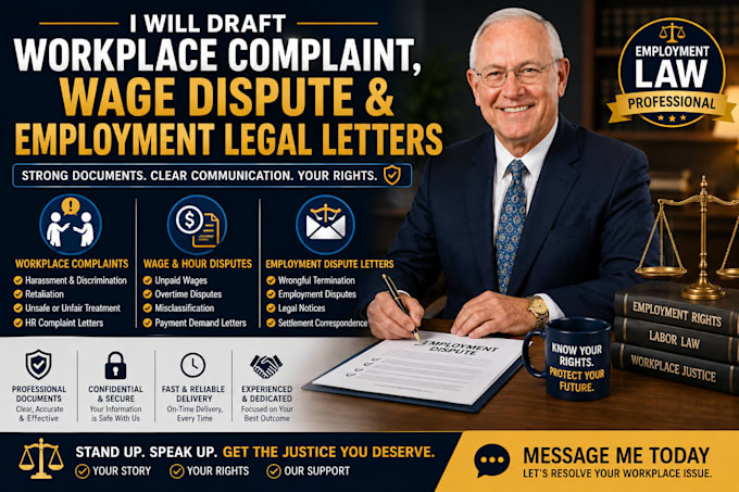 draft employment dispute, harassment and wage claim documents