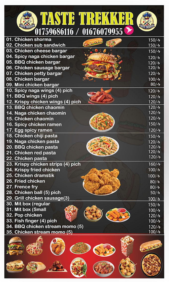 design a professional restaurant menu card