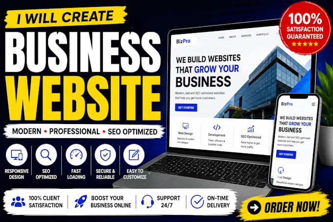 build a modern business website with whatsapp button