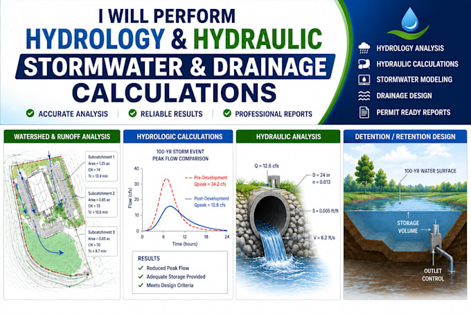 do hydraulic, hydrology, runoff and stormwater analysis
