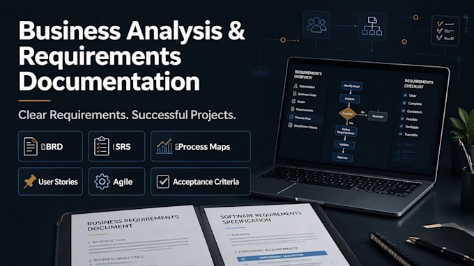 write professional business requirements documents userstories and process maps
