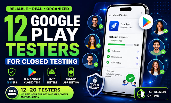 provide 12 testers for google play console closed testing