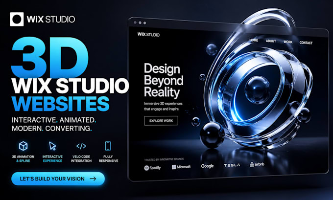 3d animated wix studio website spline interactive animation 3d wix landing page
