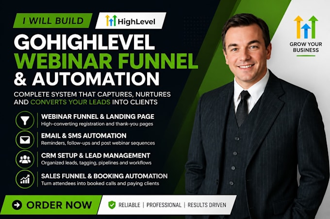 build gohighlevel webinar funnel and automation