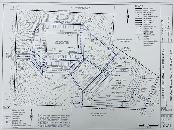 do stormwater drainage grading swppp erosion control and pipe network plans