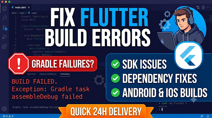 fix flutter build errors, gradle failures, and android sdk issues