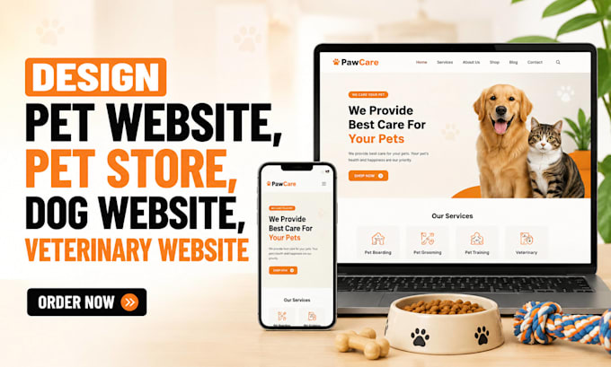 design pet website, pet store, dog website, veterinary website
