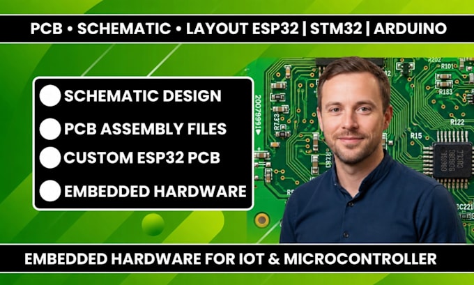 do pcb design, pcb layout, schematic design, esp32 pcb, stm32 pcb, arduino pcb