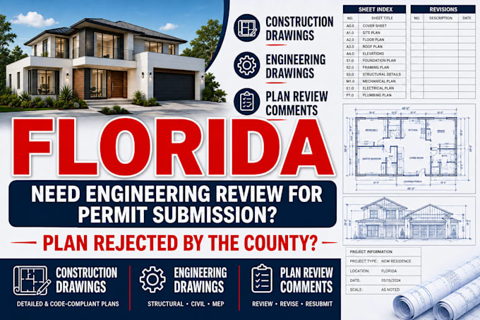 provide florida structural civil mep engineering permit support