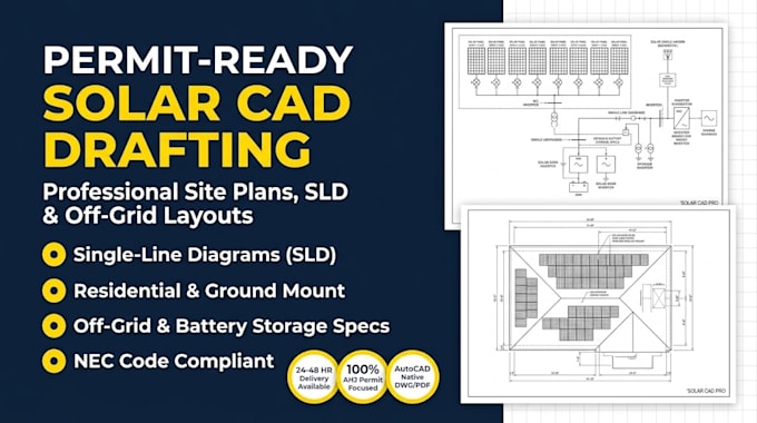 do autocad solar drafting, solar permit drawings and layout