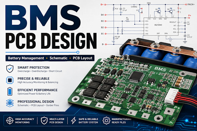 design bms pcb, battery management system and pcb schematic