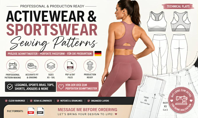 create professional sportwear and activewear sewing pattern with grading