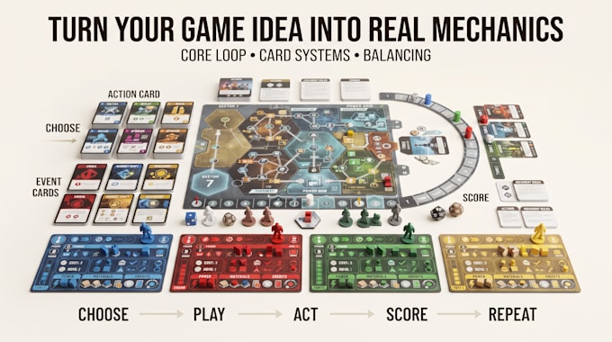 develop your board game mechanics and prototype and board game balancing