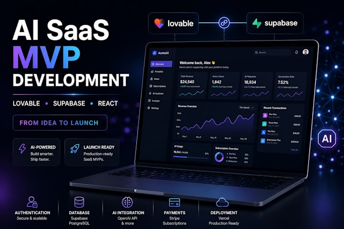 develop or fix lovable ai web apps, saas mvp, vibe coding, replit ai, loveable