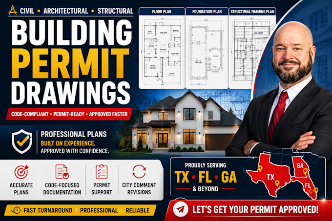 design texas florida ga permit drawing architectural, civil and structural plan
