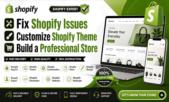 fix shopify issues, customize shopify theme, build a professional store bugfix