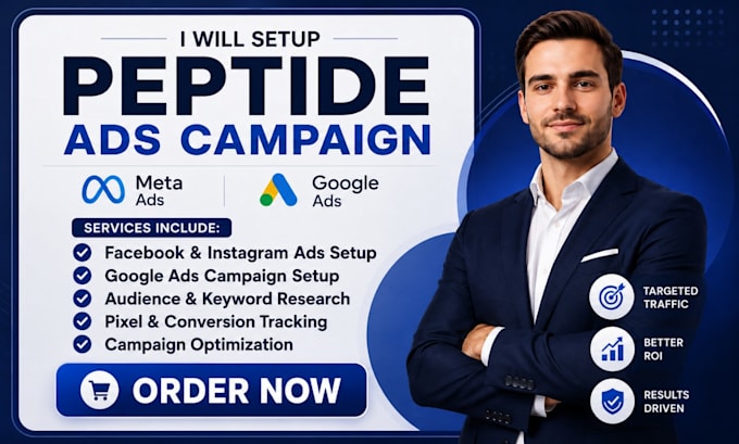 setup peptide facebook ads peptide google ads peptide marketing ads campaign