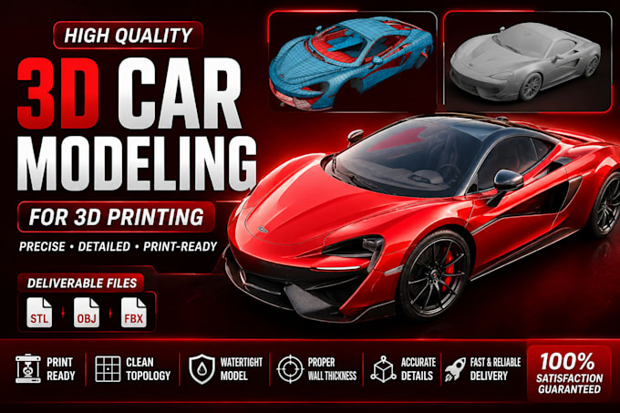 create  custom 3d car models for rendering, animation and 3d printing
