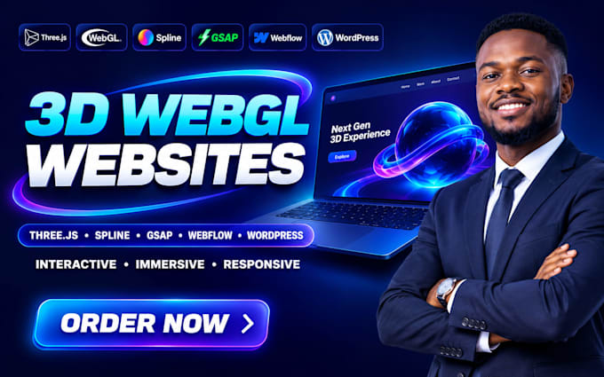 3d webgl website 3d animated wordpress webflow website spline model gsap css seo