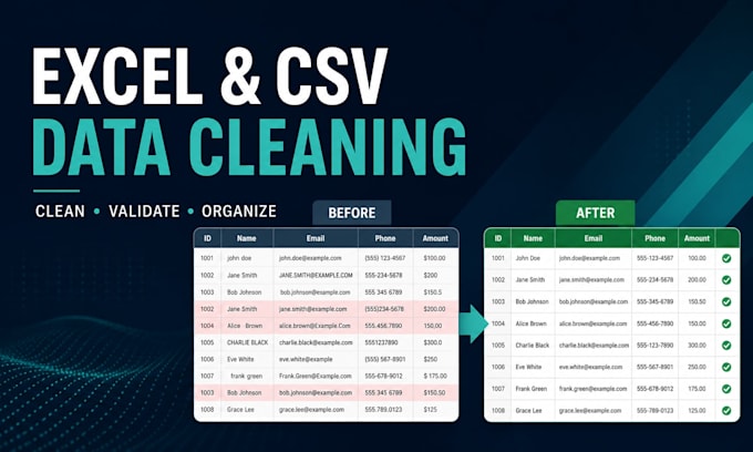 clean validate and organize your excel or CSV data