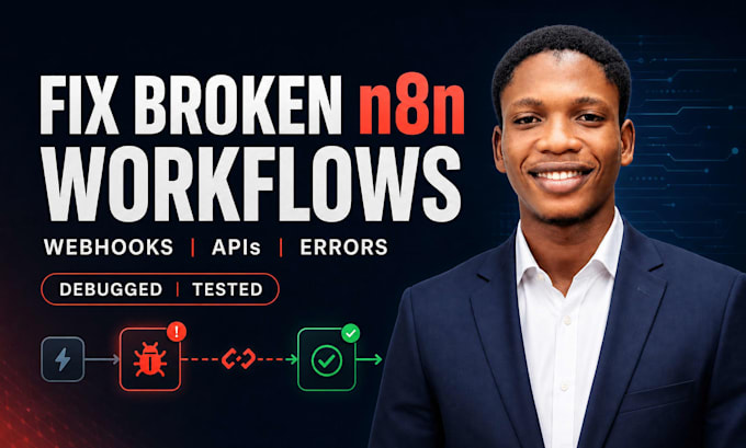 fix n8n workflow errors, debug webhooks, API nodes and failed executions