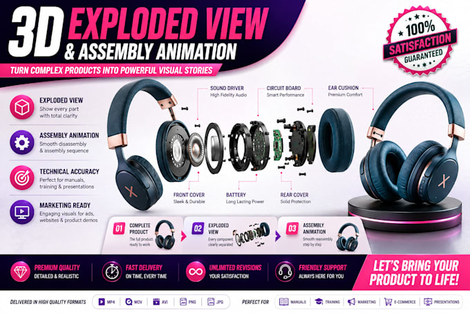 create 3d exploded view and product assembly animation