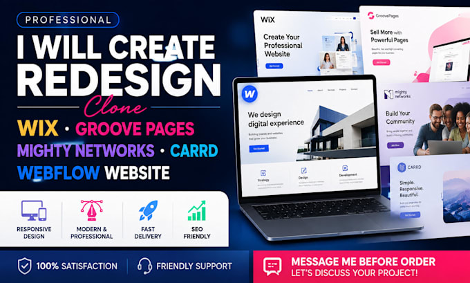 create redesign wix groove pages mighty networks webflow clone carrd website